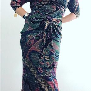 80’s Vintage disco print midi dress with open back